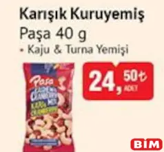 PAŞA KARIŞIK KURUYEMİŞ 40 G fiyat ve kampanya bilgisi